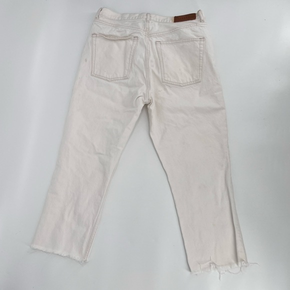 Topshop White Cropped Ankle Button Fly High Rise Raw Hem Jeans Size 32 Women’s - Picture 3 of 7